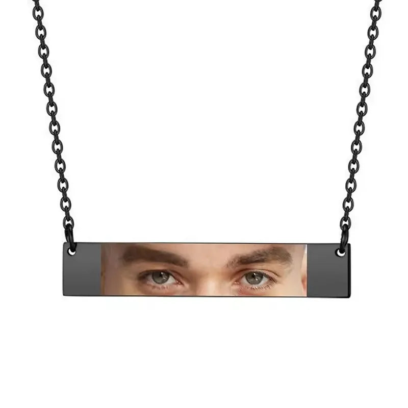 Custom Eyes Photo Necklace Stainless Stee Customized Engrave Eye Necklaces Personalized Picture Name Necklace for Women Kids