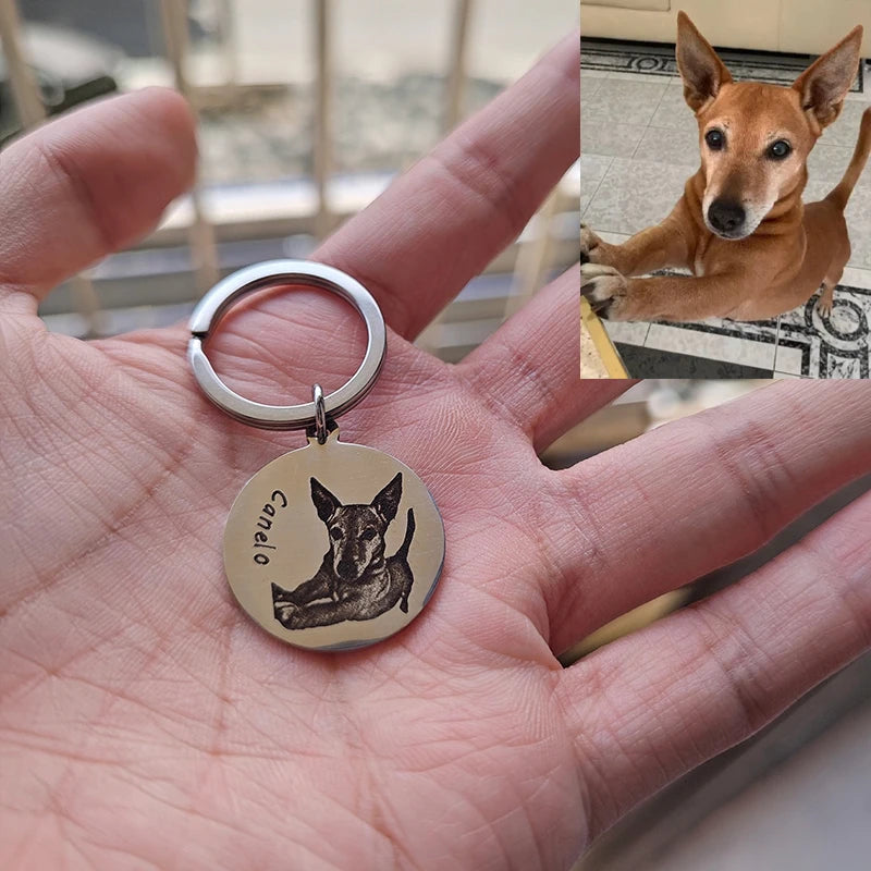 Personalized Custom Pet Dog Keychain Customized Engraving Photo Key Ring Car Key Accessories Personalized Mother's Day Gift