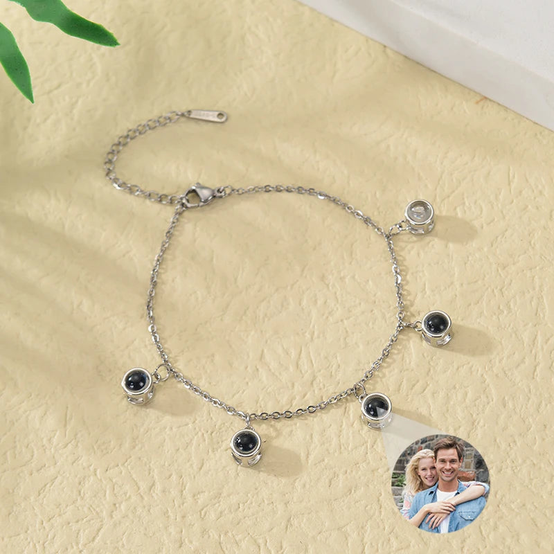 1-5 Photo Custom Bracelets with Picture inside Personalized Photo Projection Bracelet Memorial Jewelry Gifts  for Women Mom