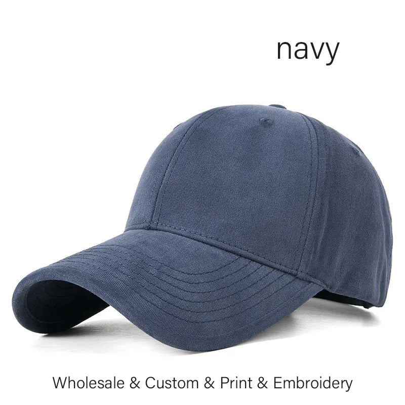 SLECKTON Custom Embroidery Logo Wide Brimmed Baseball Cap Big Head Circumference Brand Design Picture Print Windproof Washed Hat