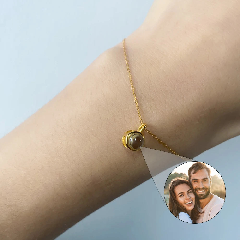 Projection Bracelet For Her Personalized Photo Bracelets Memorial Picture Inside Jewelry Customized Gift for Women Birthday Gift
