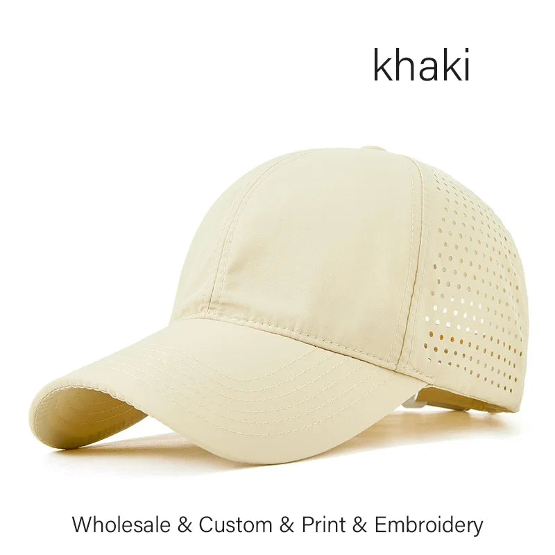 Custom Logo Embroidery Quick-Dry Baseball Cap for Summer Protection Breathable Waterproof Design DIY Picture Print