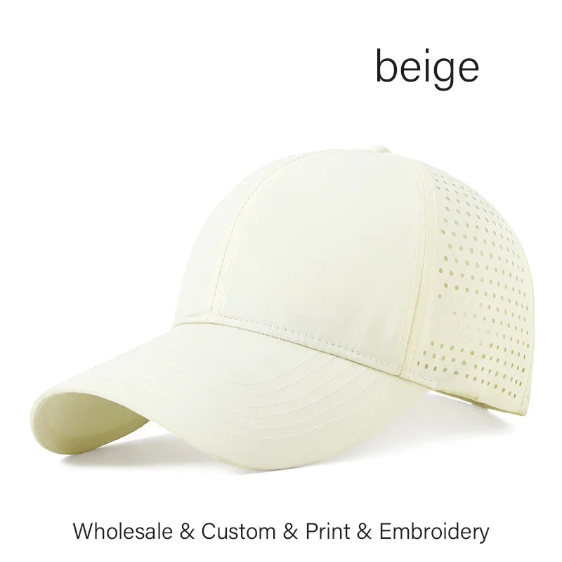 Custom Logo Embroidery Quick-Dry Baseball Cap for Summer Protection Breathable Waterproof Design DIY Picture Print