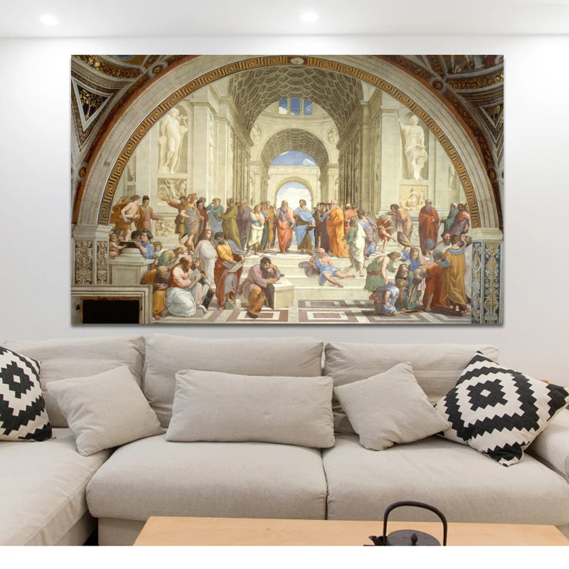 Famous Painting Art School of Athens by Raphael, Posters and Prints on Canvas Wall Art Pictures