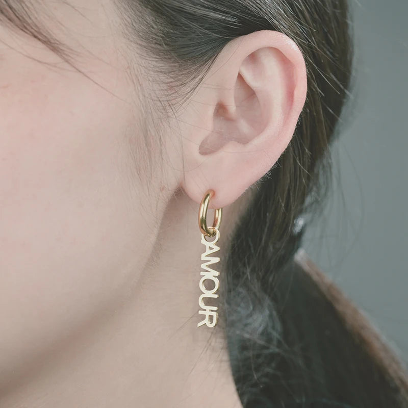 Nextvance Ear Clip Custom Letter Earrings Eardrop Stainless Steel Personalised Name Girls Women earring Creative Jewelry Gift