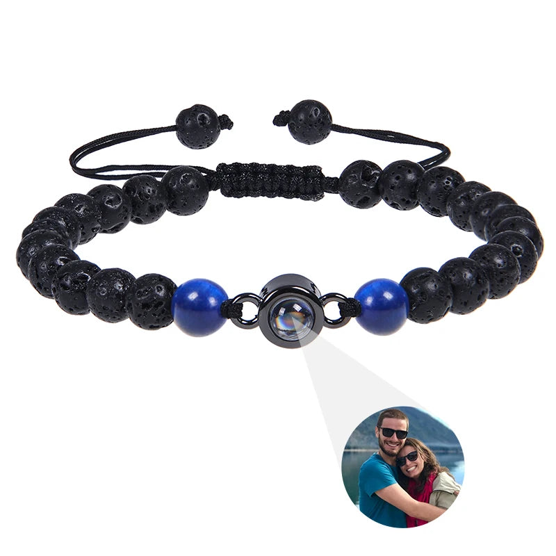 Custom Photo Bracelet Personalized Photo Projection Bracelet Beaded Bracelets with Picture Inside 100 Languages Memorial Gift