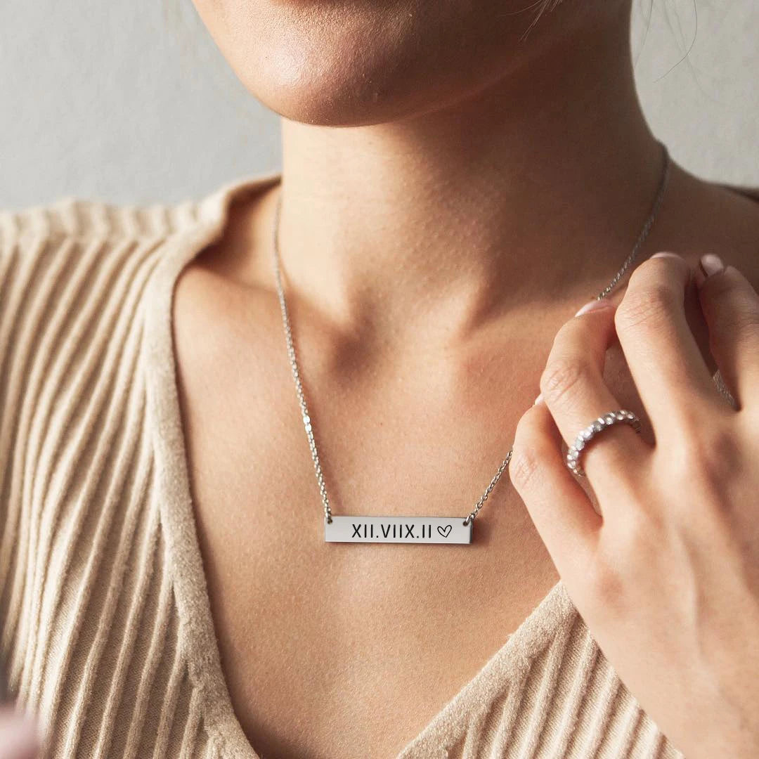 Custom Quote Necklace Engraved Coordinate Name Necklace Personalized Stainless Steel Mantra Chain Gift For Him Her
