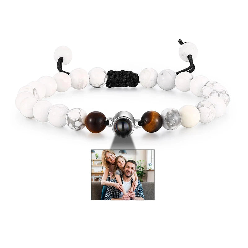 Custom Photo Bracelet Personalized Photo Projection Bracelet Beaded Bracelets with Picture Inside 100 Languages Memorial Gift