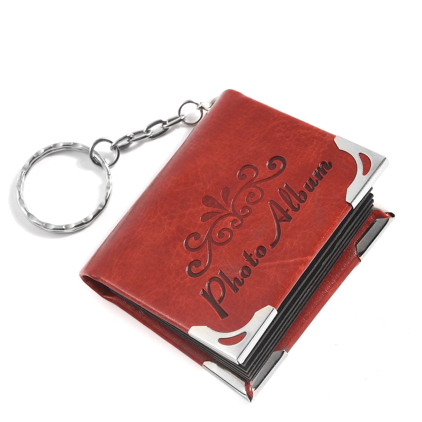 Custom Photo Album Leather Keychain Couples Gift Personalzied Mini Pictures Book Keyrings Anniversary Diy Wallet Pendant